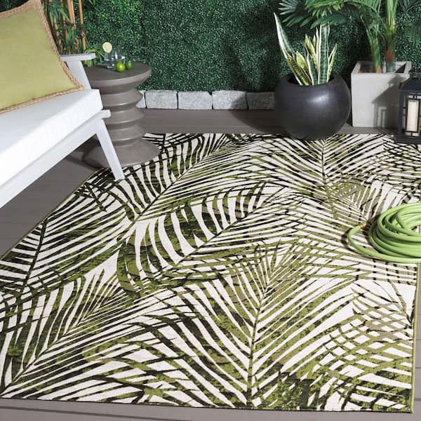 Barbados Ivory/Green 4 ft. x 6 ft. Oversized Botanical Indoor/Outdoor Area Rug