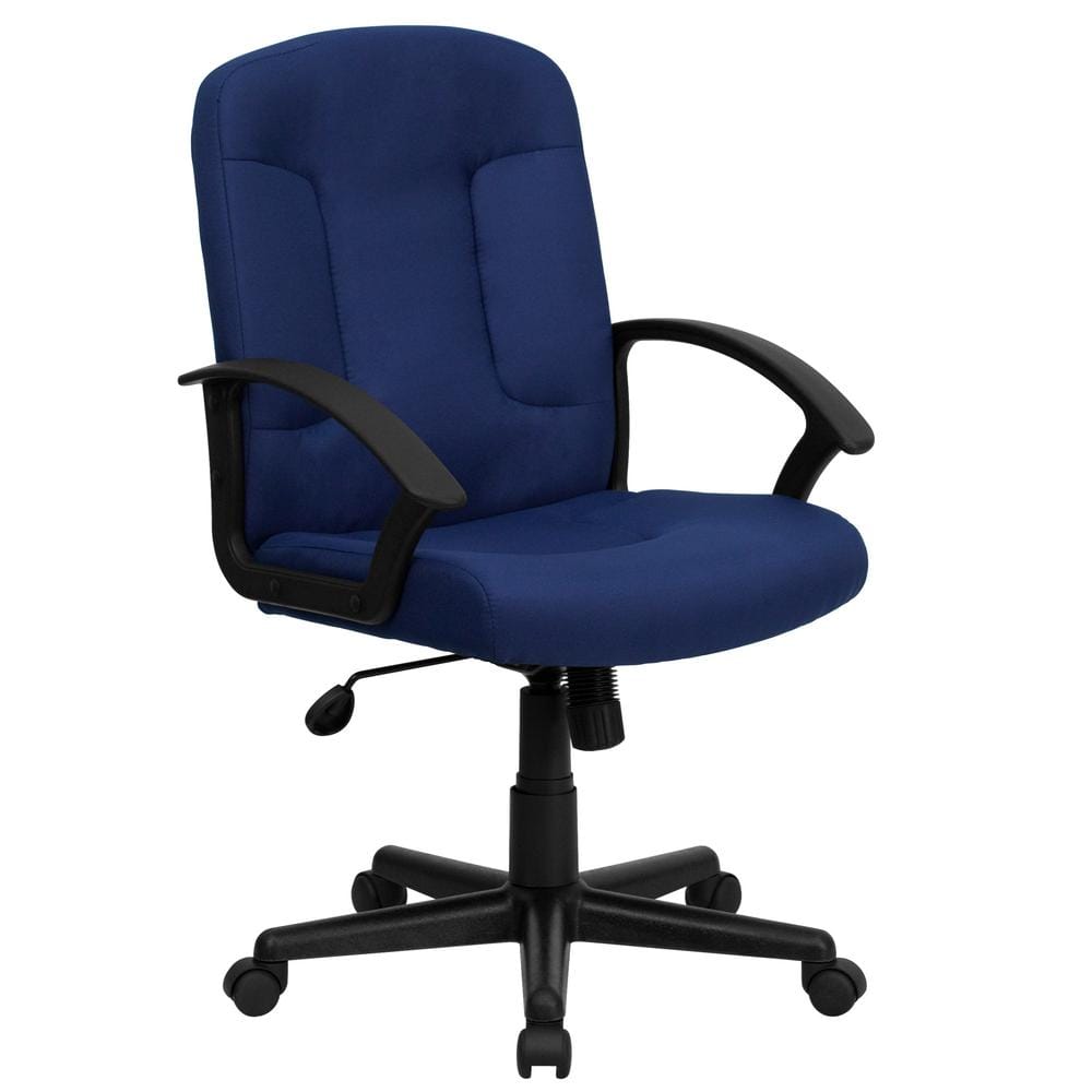 Navy Elegance Swivel Mid-Back Executive Chair with Fabric Upholstery
