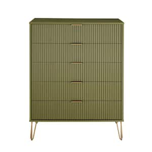 Dumbo Olive Green Modern 5-Drawer 35.19 In. W Dresser