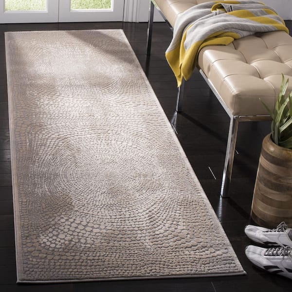 Meadow Ivory/Gray 3 ft. x 8 ft. Abstract Runner Rug