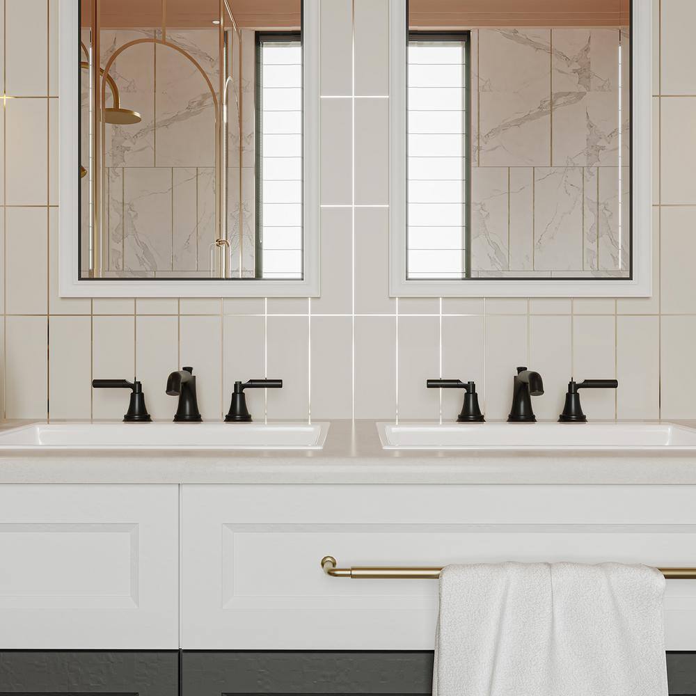 Matte Black Widespread 2-Handle Bathroom Faucet with Drain Assembly