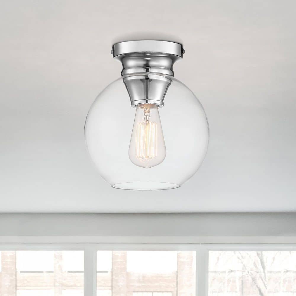 Ella 8.25 in. Industrial Chrome Medium-Base (E26) Bulb Flush Mount for Kitchens price history on PriceWatchPro