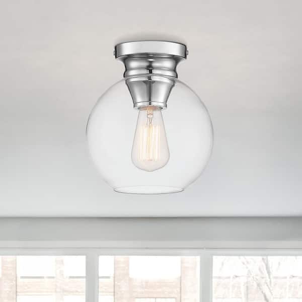 Ella 8.25 in. Industrial Chrome Medium-Base (E26) Bulb Flush Mount for Kitchens
