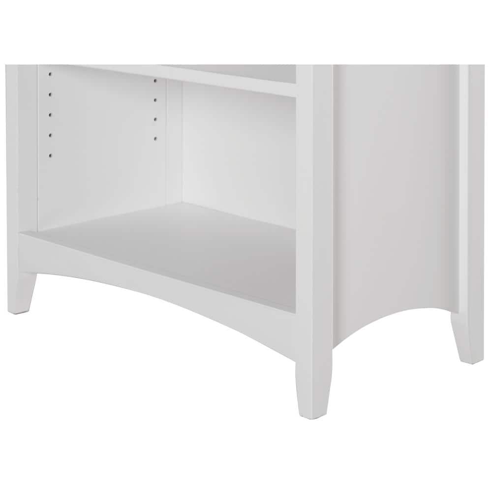 White Solid Pine Adjustable Shaker Style Bookcase, 48"