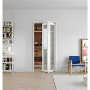 36 in x 80 in Frosted glass Single Glass Panel Bi-Fold Interior Door for Closet, with MDF & Water-Proof PVC Covering