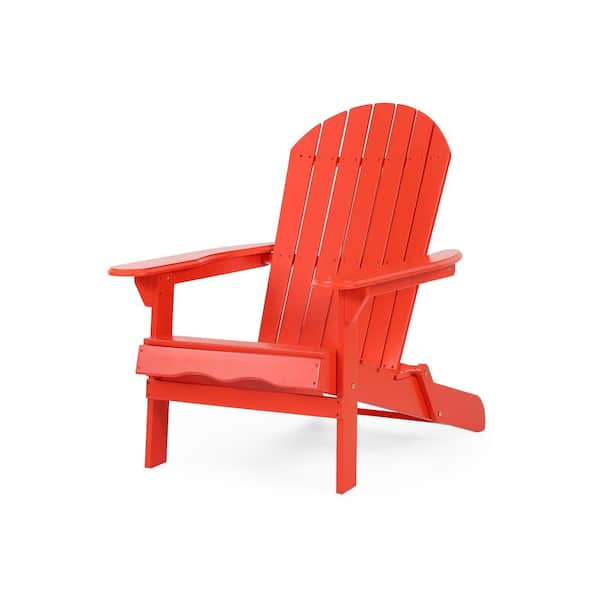 Siavonce Red Folding Wood Outdoor Adirondack Chair Set of 1