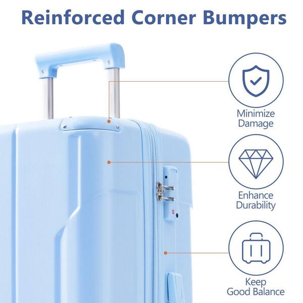 Tatahance 25.8 in. Sky Blue Lightweight ABS Hardshell Expandable