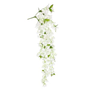 50 in. Cream White Artificial Bougainvillea Flower Stem Hanging Spray Bush