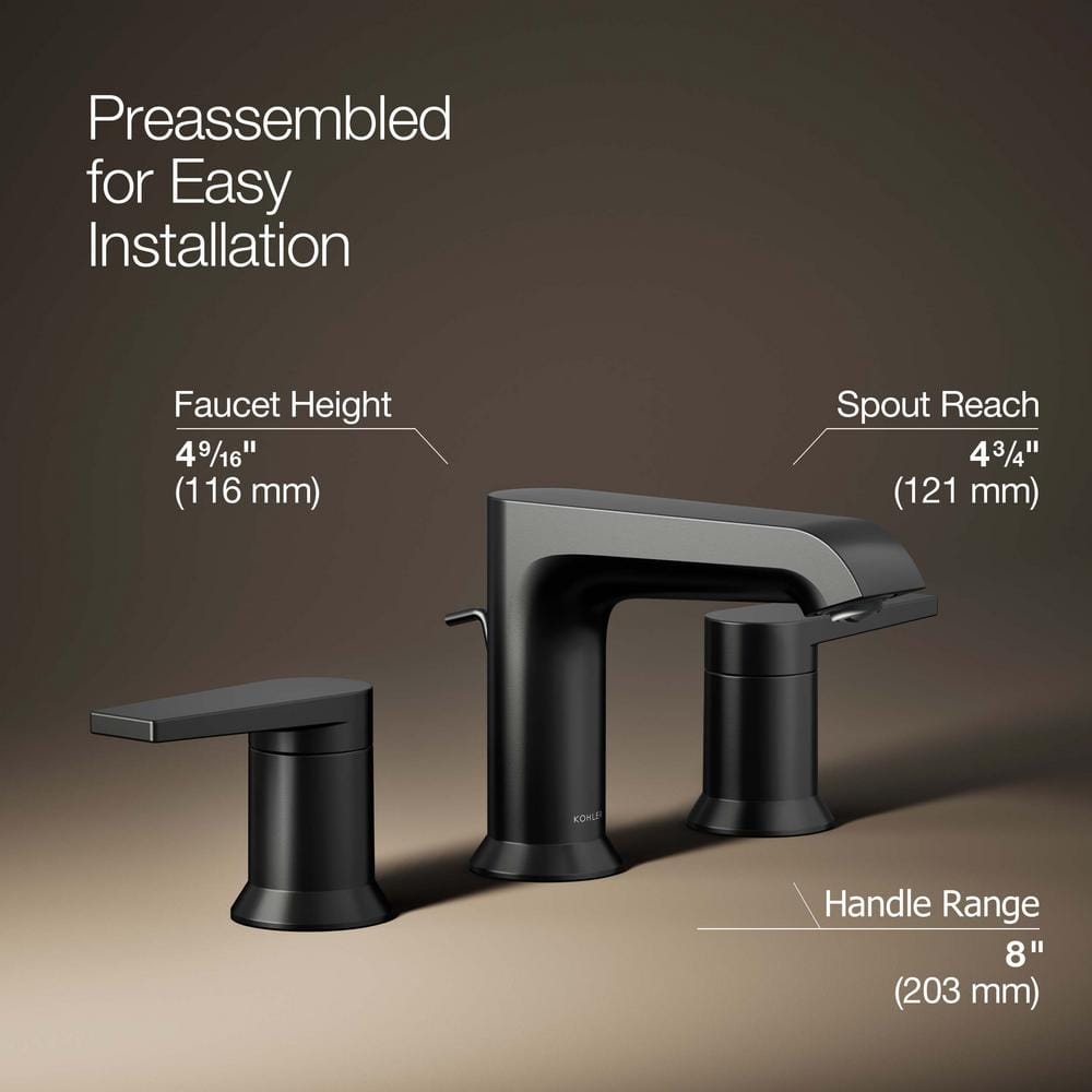 Minimalist Matte Black 2-Handle Widespread Bathroom Faucet