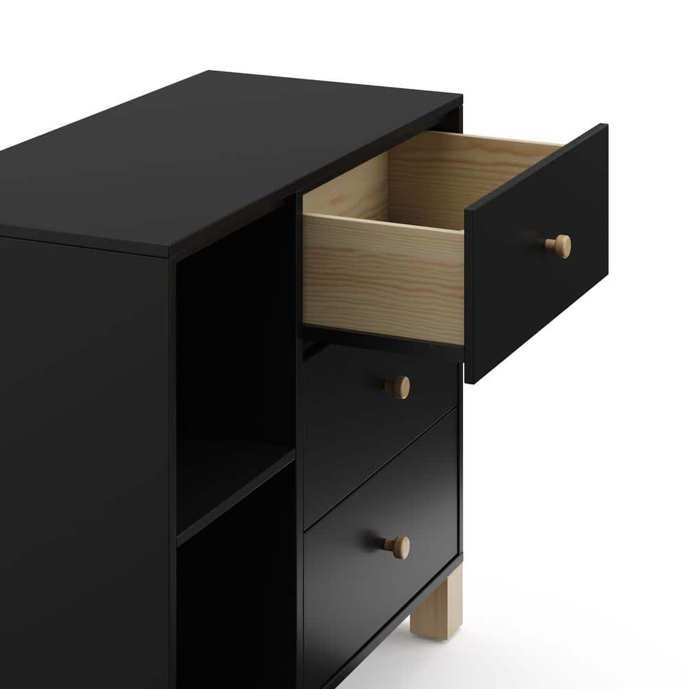 Black and Driftwood 3-Drawer Combo Nursery Dresser