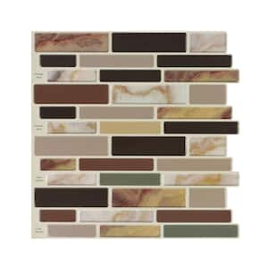 12 in. W x 12 in. L x 0.04 in. H Vinyl Peel and Stick Wall Tile Backsplash in Brown for Kitchen and Bathroom (10-Pack)