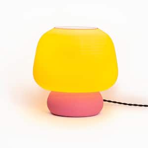 Mushroom 10 in. Yellow/Hot Table Lamp Modern Classic Plant-Based PLA 3D Printed Dimmable LED