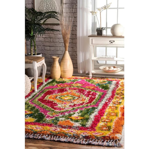 Destiny Medallion Shag Multi 7 ft. x 9 ft. Area Rug