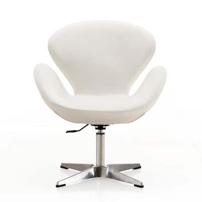 White Leatherette Raspberry Adjustable Swivel Chair