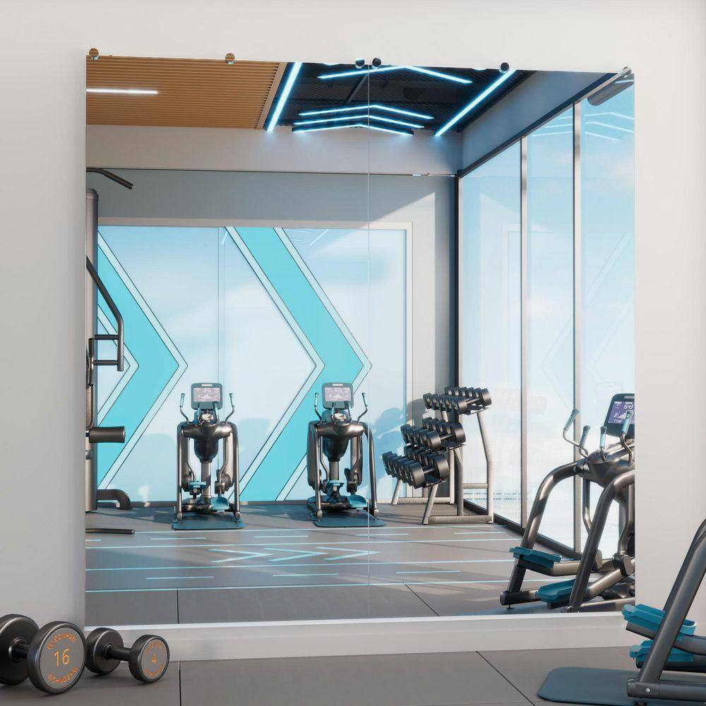 KeonJinn 36 in. W x 72 in. H Rectangular Frameless Wall Mirror Gym