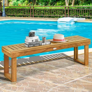 52 in. Acacia Wood Outdoor Dining Bench