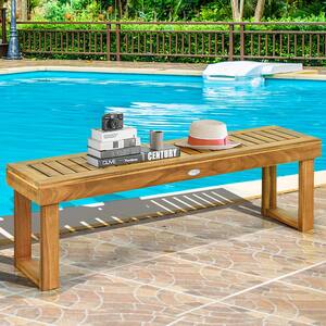 52 in. Acacia Wood Outdoor Dining Bench