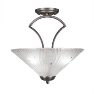 Cleveland 16 in. Graphite Semi-Flush with Frosted Crystal Glass Shade