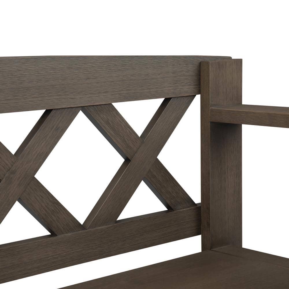 Farmhouse Gray Pinewood 48" Entryway Storage Bench with Latticework