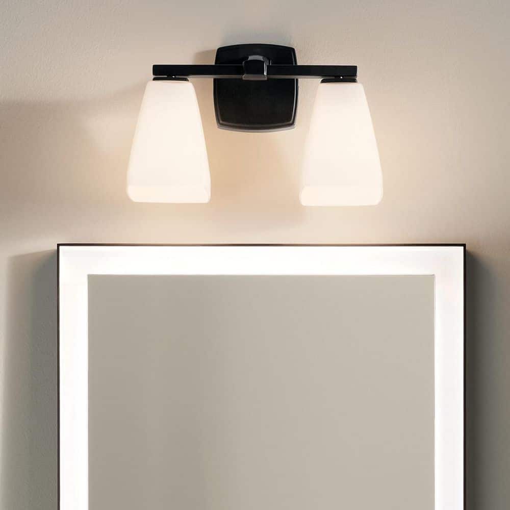 Marant 14.25 in. 2-Light Vanity Light with Opal Glass in Black price history on PriceWatchPro