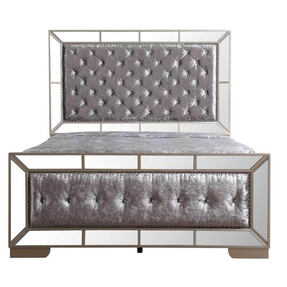 AndMakers Hollywood Hills Silver Champagne Queen Panel Beds -  PF-G8105A-QB
