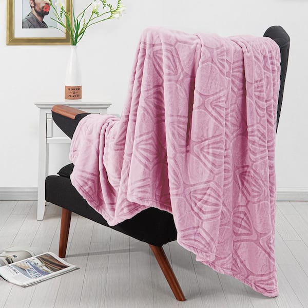 Flannel Fleece Pink Plush Throw Blanket BSB HOME Pencil Pattern