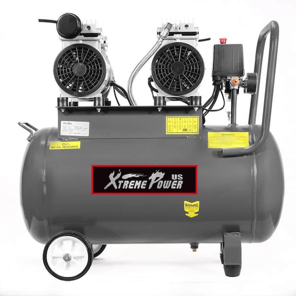 2 HP 13 Gal. Ultra Quiet and Oil-Free Steel Air Compressor with Wheels, Handle and Air Tank Filter Regulator