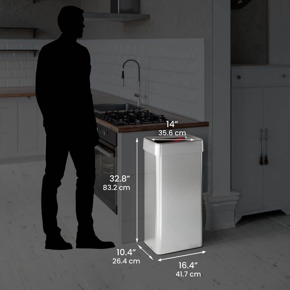 21 Gallon Silver Stainless Steel Touchless Trash Can