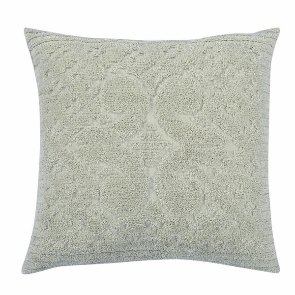 Better Trends Ashton Collection in Medallion Design Sage Euro 100% Cotton Tufted Chenille Sham