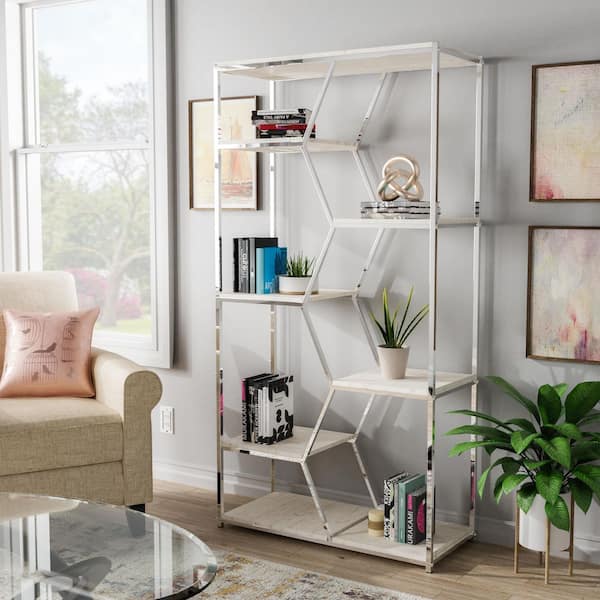 Furniture of America Enitia 72 in. Chrome Metal 7-Shelf Etagere