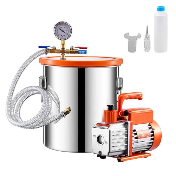 5 Gal. Vacuum Chamber and 3.5 CFM Pump Kit, Stainless Steel Chamber, Single Stage, for Degassing Resin Silicone Epoxies