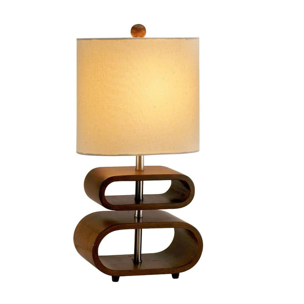 HomeRoots 19.5 In. Brown Standard Light Bulb Bedside Table Lamp ...