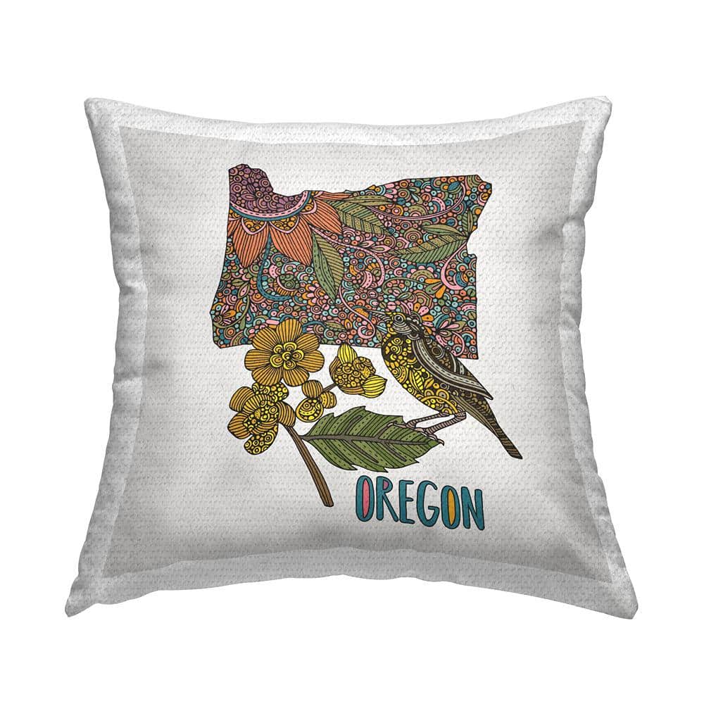 Oregon State Flower Patterned Bird Multi-Color Square Outdoor Throw Pillow price history on PriceWatchPro