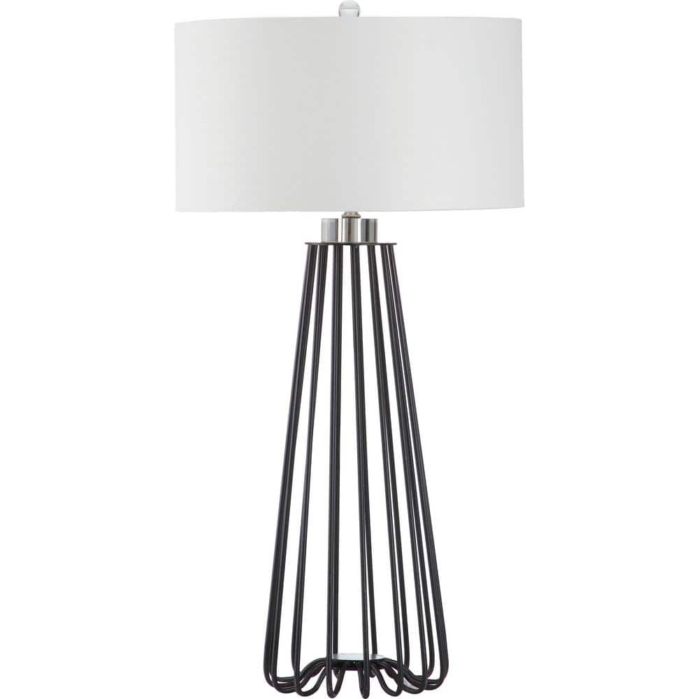 Estill Industrial Chic Black Metal 31" Table Lamp with White Shade