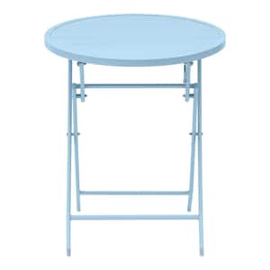 Mix and Match 24.6 in. Dia Surf Folding Round Metal Outdoor Patio Bistro Table 1-Piece