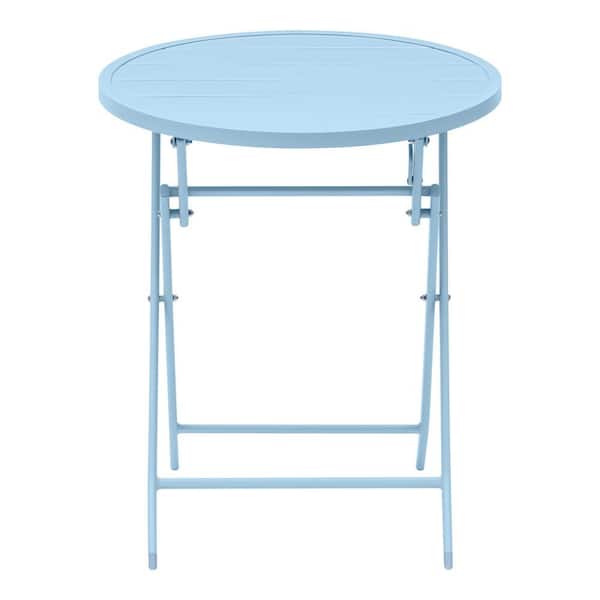 StyleWell Mix and Match 24.6 in. Dia Surf Folding Round Metal Outdoor Patio Bistro Table 1-Piece
