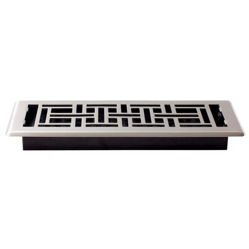 Oriental Design Brushed Nickel 4" x 12" Steel Floor Register