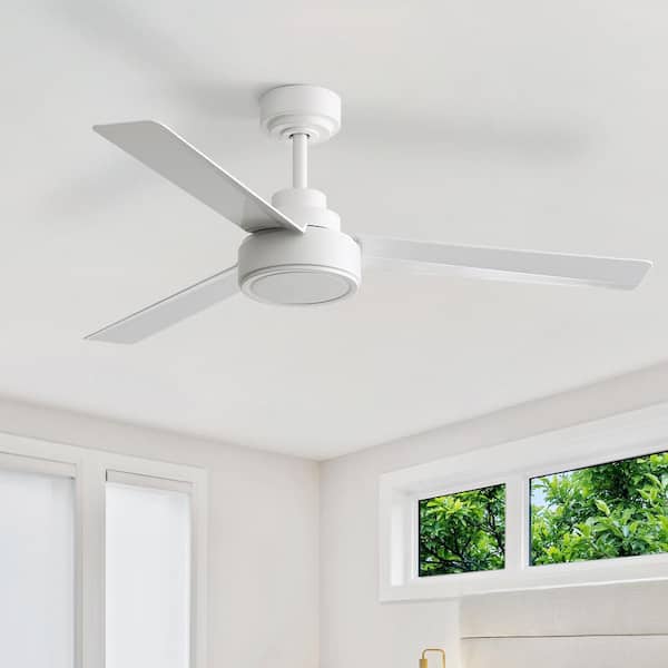 52 in. Indoor/Outdoor White Ceiling Fan without Light for Bedroom, Remote Control Included