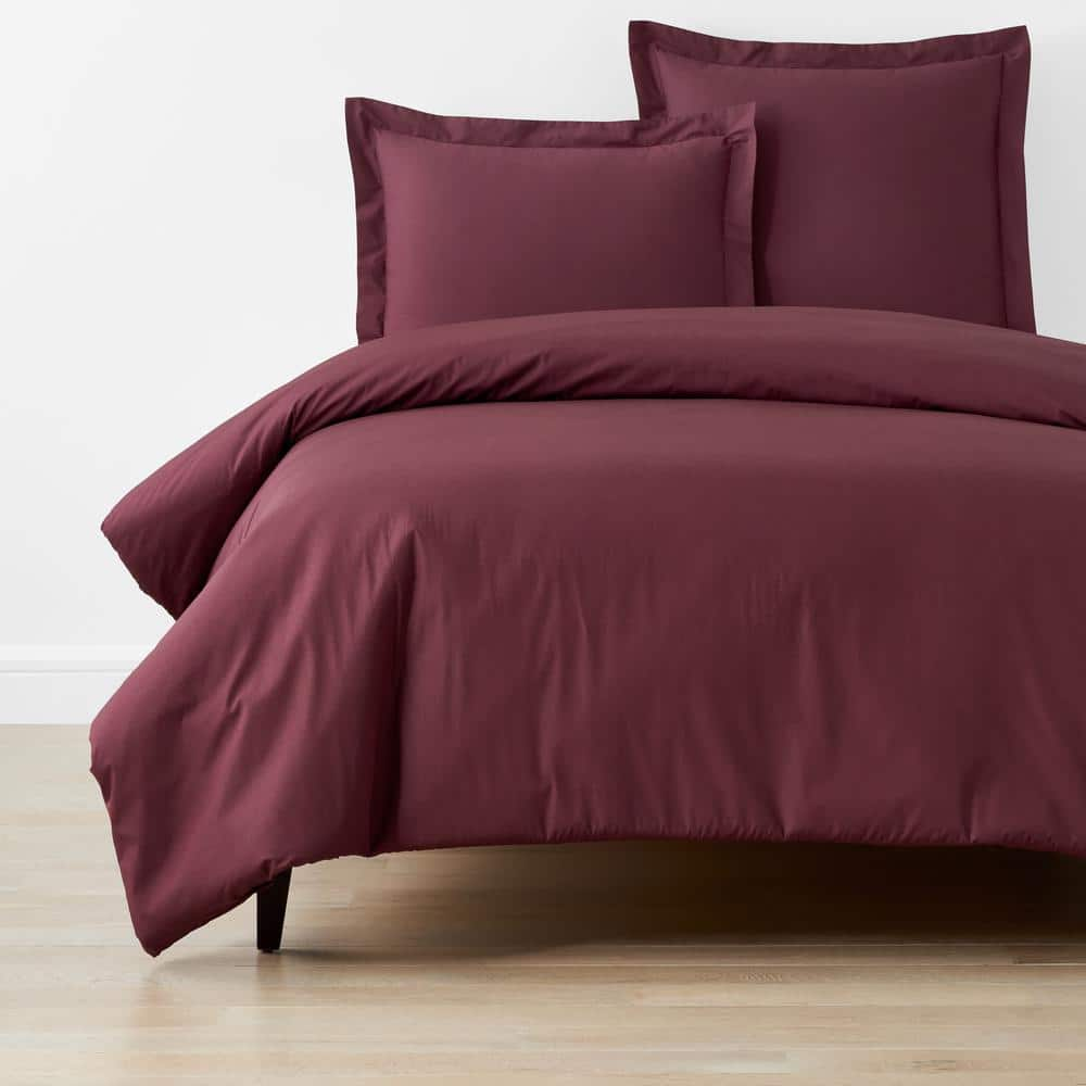 Company Cotton Plum King Cotton Percale Duvet Cover -  The Company Store, 50652D-K-PLUM