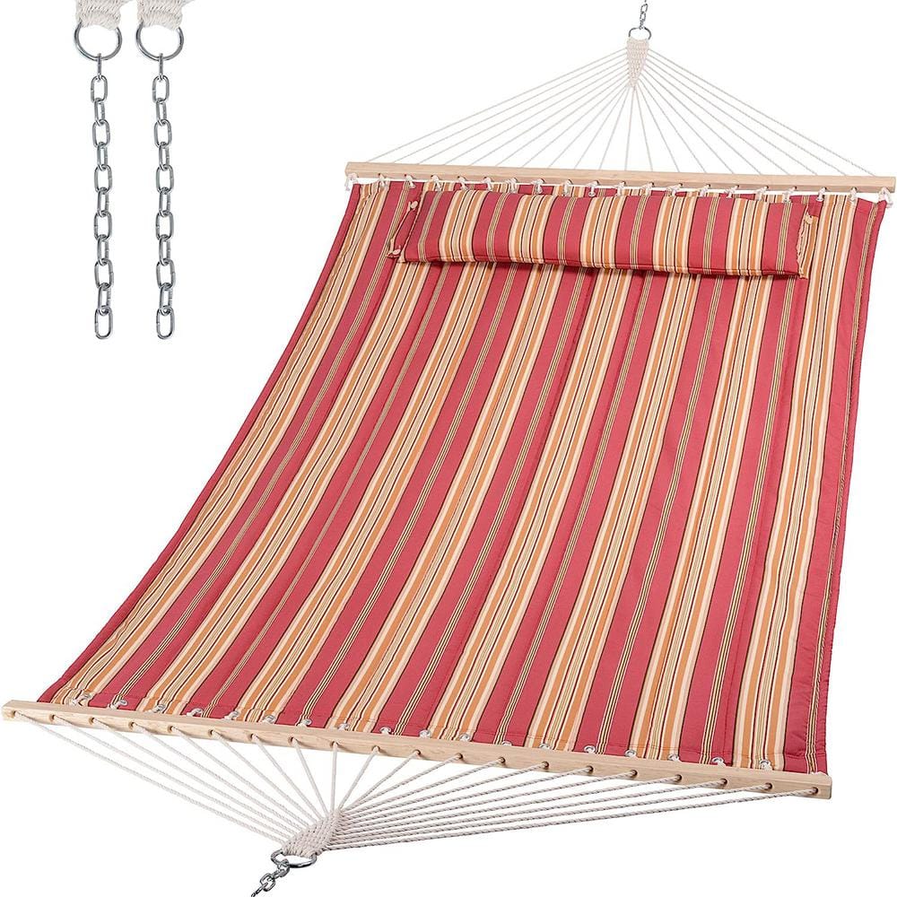 12 ft. Double Tree Hammock with Hardwood Spreader Bar, Extra Large Soft Pil