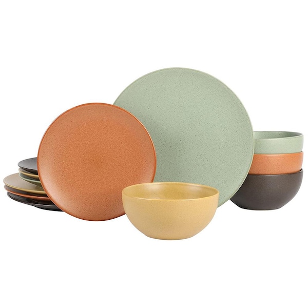 GIBSON ELITE Capetown 12-Piece Stoneware Dinnerware Set in Assorted Colors