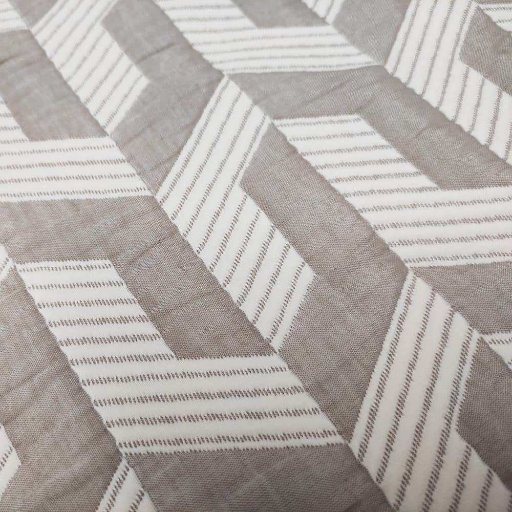 Taupe Twin Reversible Woven Matelasse Quilt Set