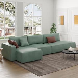 J&E Home 103.95 in. W Velvet 3 Seater Free Combination Sofa with ...