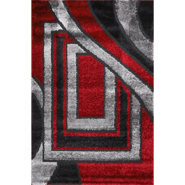 L'Baiet Dolly Red Shag 2 ft. x 3 ft. Scatter Area Rug