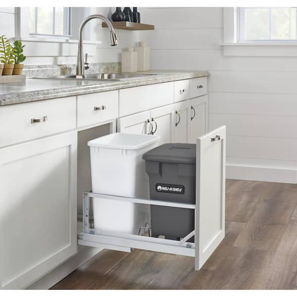 Rev-A-Shelf Single Pull Out Kitchen Cabinet 35 Qt Trash Can, 5349