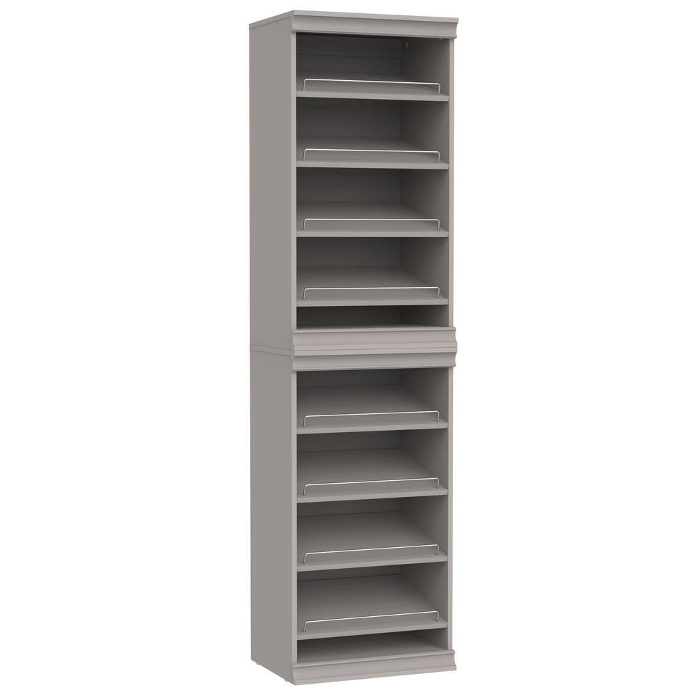 Smoky Taupe Stackable 8-Shelf Wood Shoe Tower