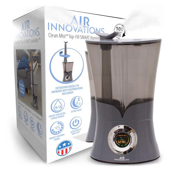 AIR INNOVATIONS 1.6 Gal. Ultrasonic Cool Mist Aromatherapy Digital Humidifier, Platinum with Aroma Tray