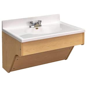 31 in. W x 21 in. D x 21.5 in. H Single Sink Wall Mounted Kids Bathroom Vanity with White Marble Top (Maple)