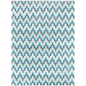 Owen Chevron Blue 8 ft. x 10 ft. Area Rug