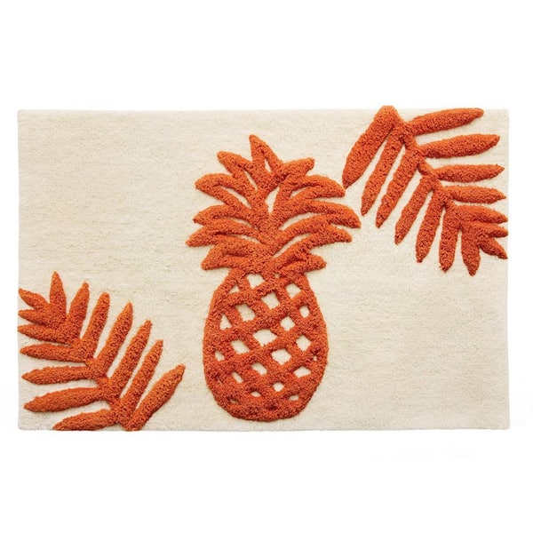 Batik Pineapple Orange Cotton 20 in. x 30 in. Rug